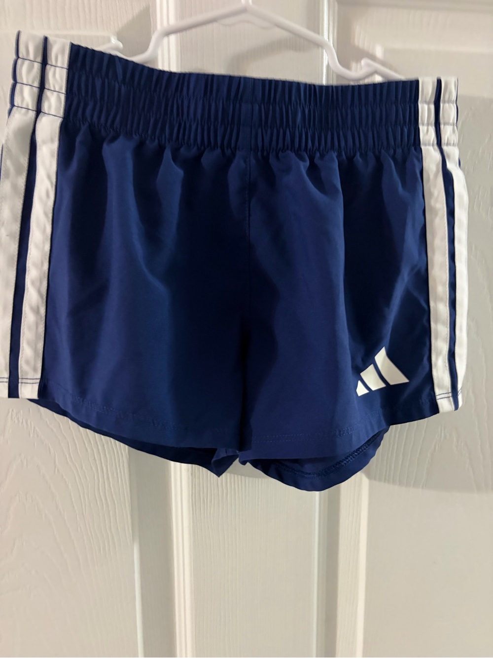 adidas Navy Athletic Shorts with White Stripes